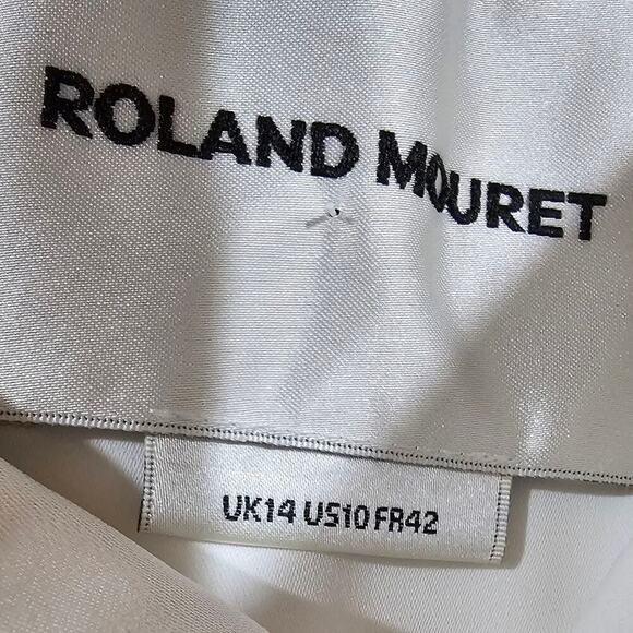 Roland Mouret Long Sleeve Bridal Wedding Cape Gown White Size 10 - Picture 10 of 12